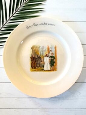 VINTAGE LS&S CARLSBAD AUSTRIA “Peter Pan and His Wolves” Porcelain Plate
